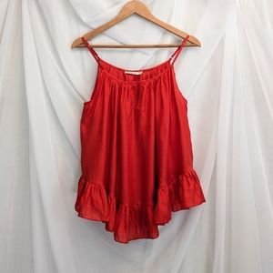 Red silk tank top by Mes Demoiselles